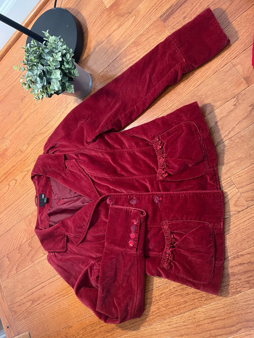 H&M Women's Velvet Blazer Jacket - Deep Wine Red